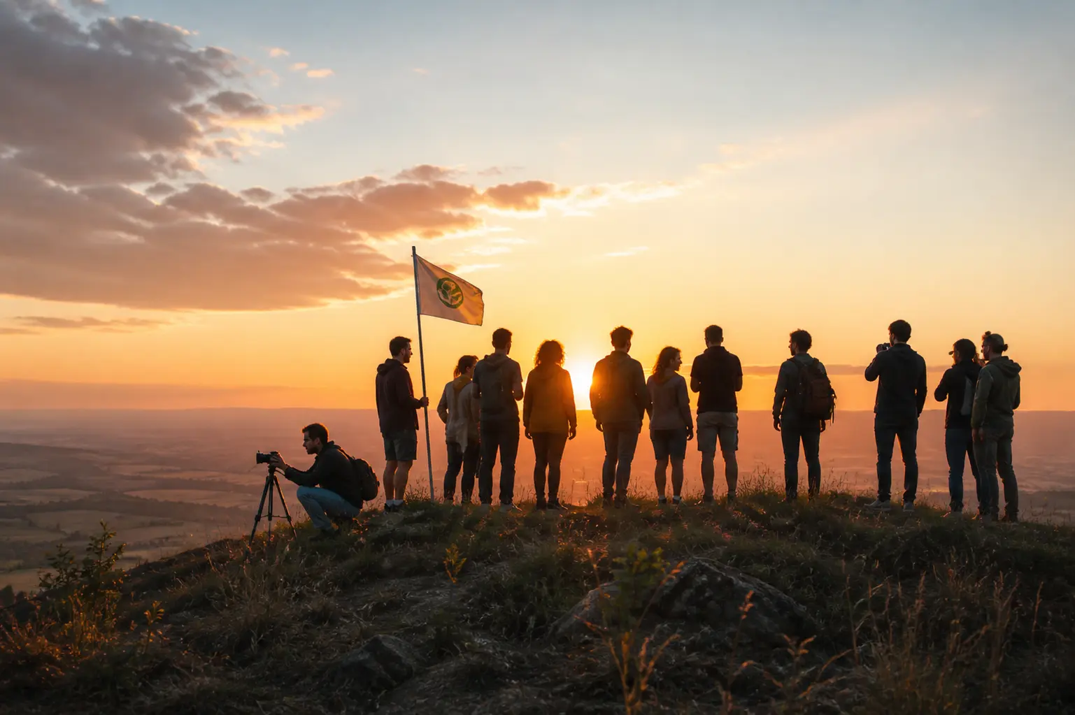 Menschen am Meer bei Sonnenuntergang